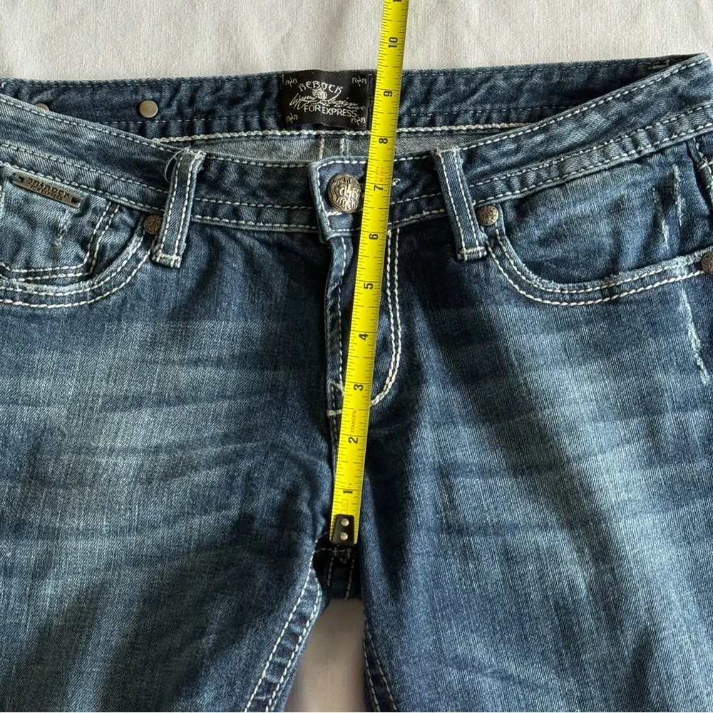 Y2K ReRock For Express Bootcut Jeans Sz 6 Thick Stitch Cowgirl Country Rodeo‎